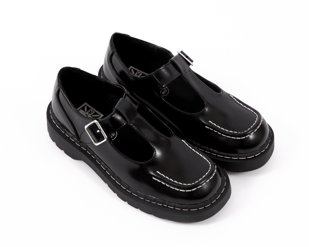 T2346 Black Leather T-Bar Mary Jane - T.U.K. Shoes