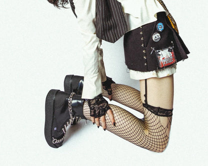 V3271 Black Haze Spike & Chain Viva Mondo Boot - T.U.K. Shoes