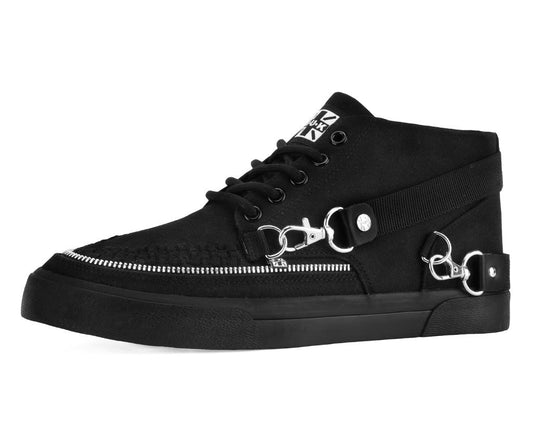Black Canvas 5 Eye Bondage Strap Sneaker - T.U.K. Shoes