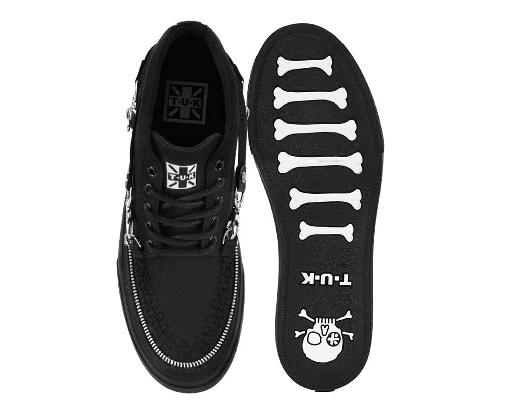 Black Canvas 5 Eye Bondage Strap Sneaker - T.U.K. Shoes