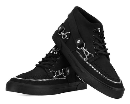 Black Canvas 5 Eye Bondage Strap Sneaker - T.U.K. Shoes