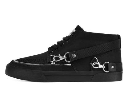 Black Canvas 5 Eye Bondage Strap Sneaker - T.U.K. Shoes