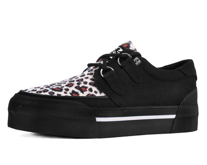 A3444 Black & Leopard Canvas Platform Creeper Sneaker - T.U.K. Shoes