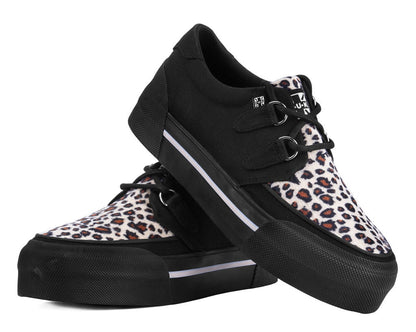 A3444 Black & Leopard Canvas Platform Creeper Sneaker - T.U.K. Shoes