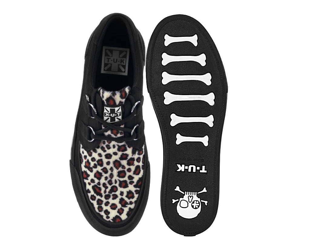 A3444 Black & Leopard Canvas Platform Creeper Sneaker - T.U.K. Shoes