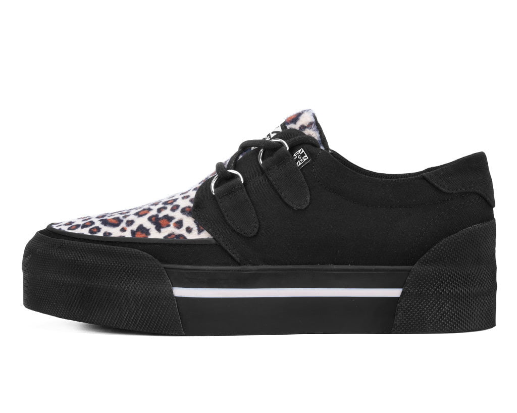 A3444 Black & Leopard Canvas Platform Creeper Sneaker - T.U.K. Shoes