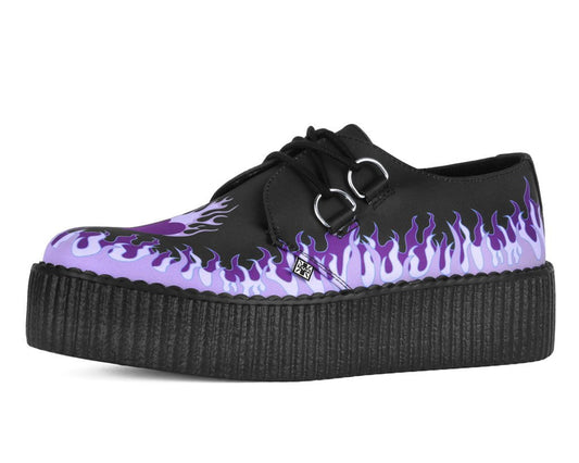 V3409 Black & Purple Flaming Heart Viva Mondo Creeper - T.U.K. Shoes