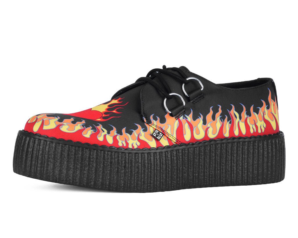 V3408 Black & Red Flaming Heart Viva Mondo Creeper - T.U.K. Shoes