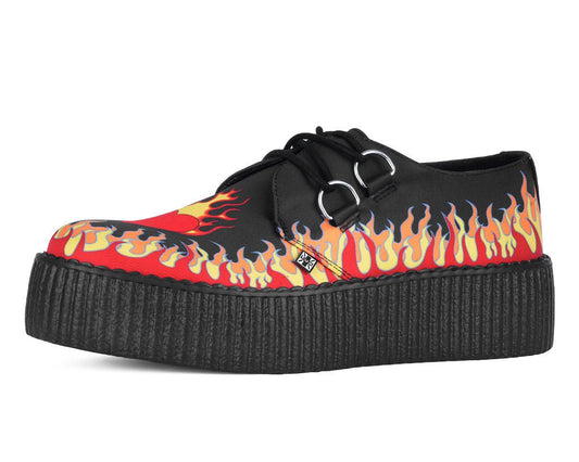 V3408 Black & Red Flaming Heart Viva Mondo Creeper - T.U.K. Shoes