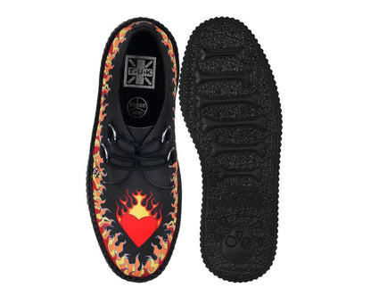 V3408 Black & Red Flaming Heart Viva Mondo Creeper - T.U.K. Shoes