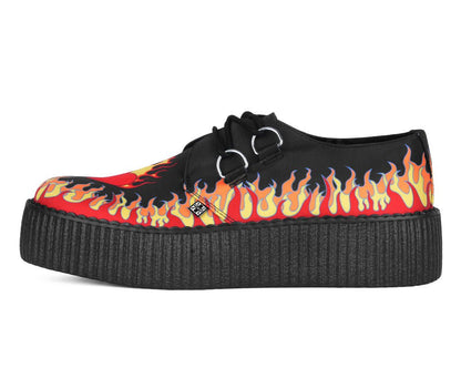 V3408 Black & Red Flaming Heart Viva Mondo Creeper - T.U.K. Shoes