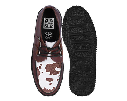 V3410 Brown Leather Cow Print Viva Mondo Creepers - T.U.K. Shoes