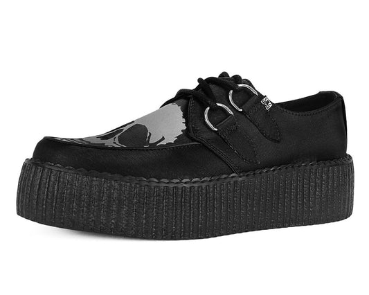 V3221 Black Satin Glow Skull Viva Mondo Creeper - T.U.K. Shoes