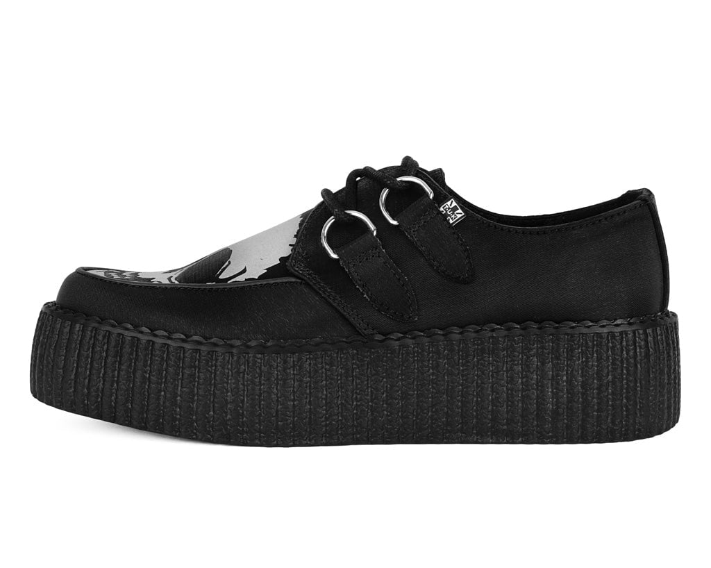 V3221 Black Satin Glow Skull Viva Mondo Creeper - T.U.K. Shoes
