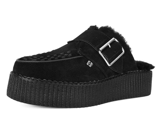 V3235L Black Suede Wool Creeper Mule - T.U.K. Shoes