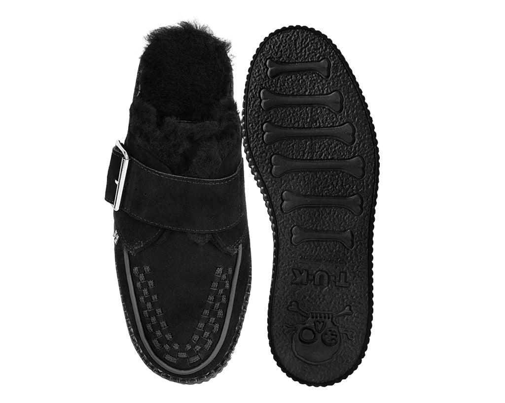 V3235L Black Suede Wool Creeper Mule - T.U.K. Shoes