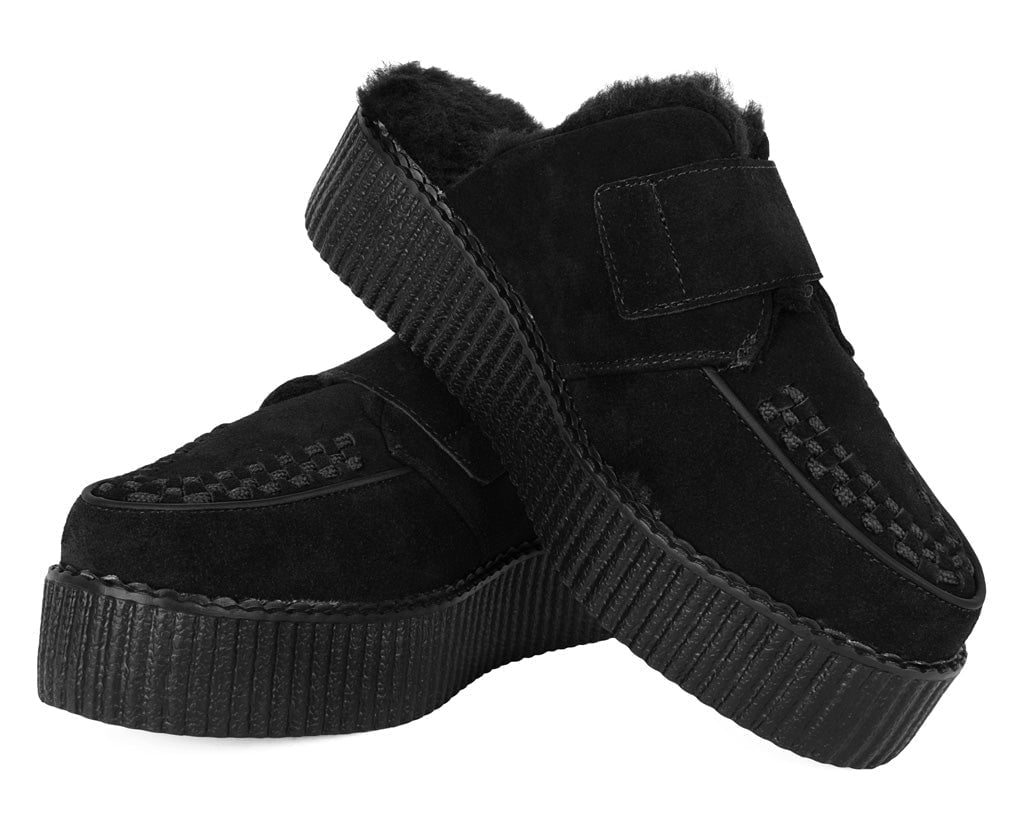V3235L Black Suede Wool Creeper Mule - T.U.K. Shoes