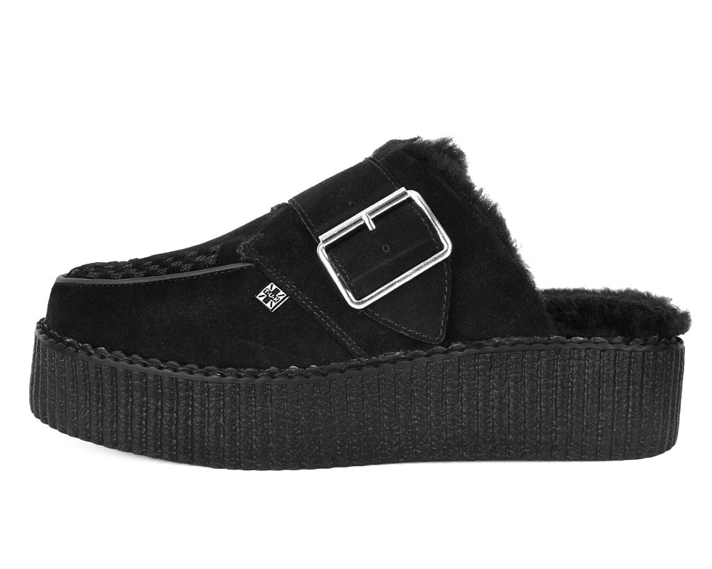 V3235L Black Suede Wool Creeper Mule - T.U.K. Shoes
