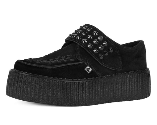 V3262 Black Suede Studded Strap Viva Mondo Creeper - T.U.K. Shoes