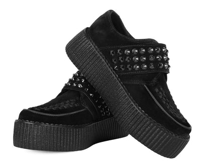 V3262 Black Suede Studded Strap Viva Mondo Creeper - T.U.K. Shoes