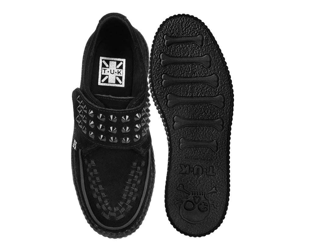 V3262 Black Suede Studded Strap Viva Mondo Creeper - T.U.K. Shoes
