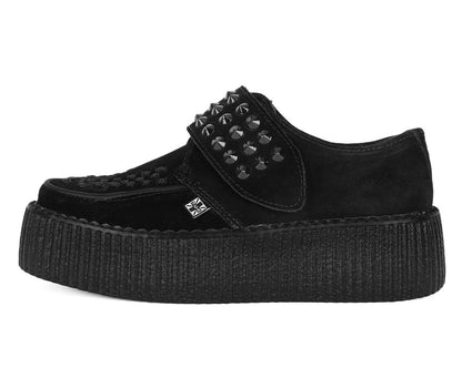 V3262 Black Suede Studded Strap Viva Mondo Creeper - T.U.K. Shoes