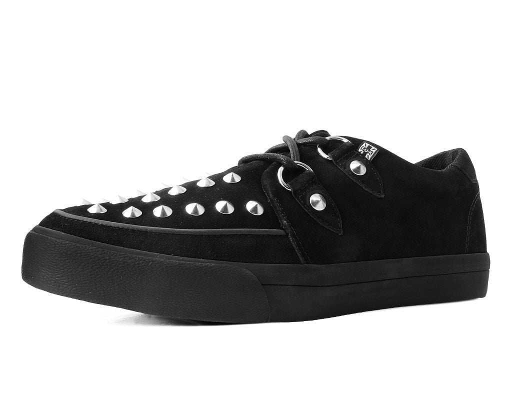A3152 Black Suede Studded D-Ring Sneaker - T.U.K. Shoes