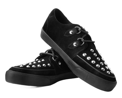 A3152 Black Suede Studded D-Ring Sneaker - T.U.K. Shoes