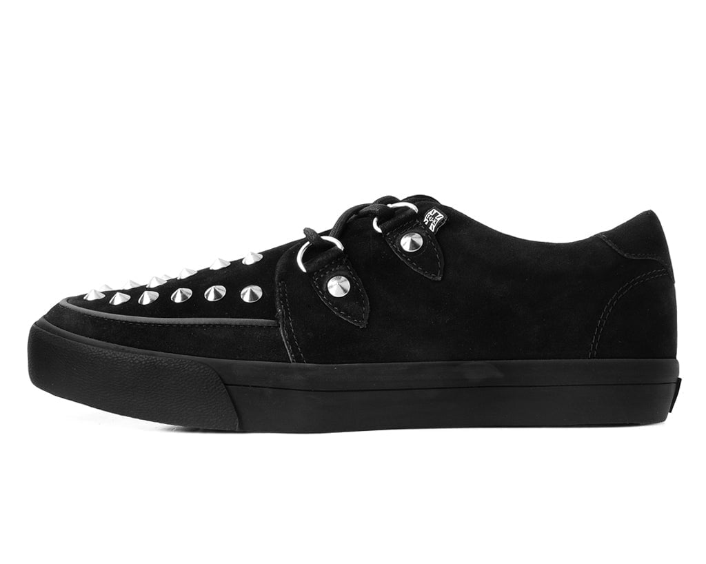 A3152 Black Suede Studded D-Ring Sneaker - T.U.K. Shoes