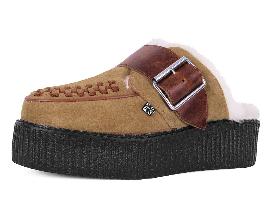 V3236L Brown Suede Wool Creeper Mule - T.U.K. Shoes