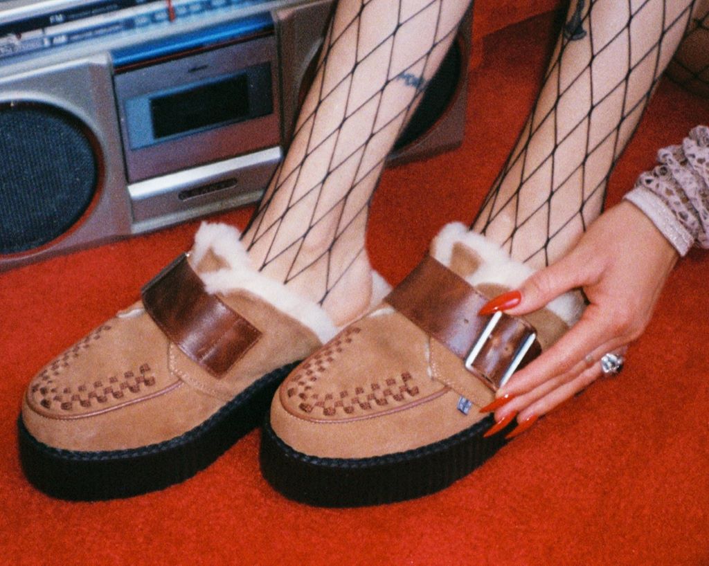 V3236L Brown Suede Wool Creeper Mule - T.U.K. Shoes