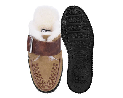 V3236L Brown Suede Wool Creeper Mule - T.U.K. Shoes