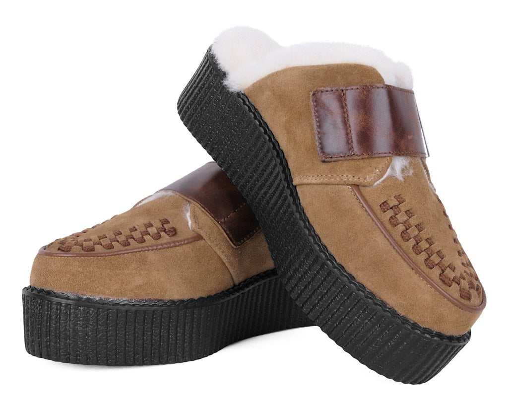 V3236L Brown Suede Wool Creeper Mule - T.U.K. Shoes