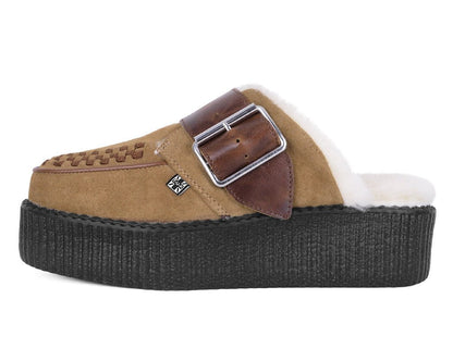 V3236L Brown Suede Wool Creeper Mule - T.U.K. Shoes