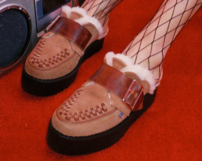 V3236L Brown Suede Wool Creeper Mule - T.U.K. Shoes
