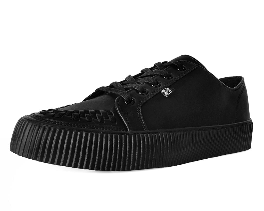 A3314 Black Leather Lace-Up Creeper Sneaker - T.U.K. Shoes