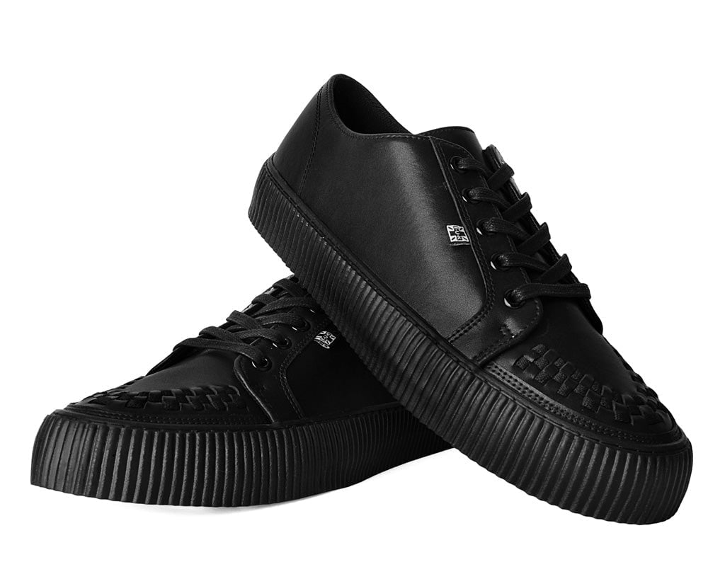 A3314 Black Leather Lace-Up Creeper Sneaker - T.U.K. Shoes