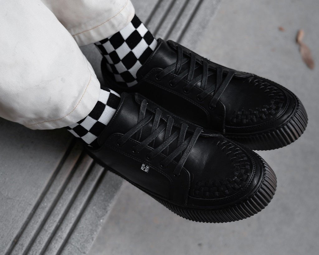 A3314 Black Leather Lace-Up Creeper Sneaker - T.U.K. Shoes