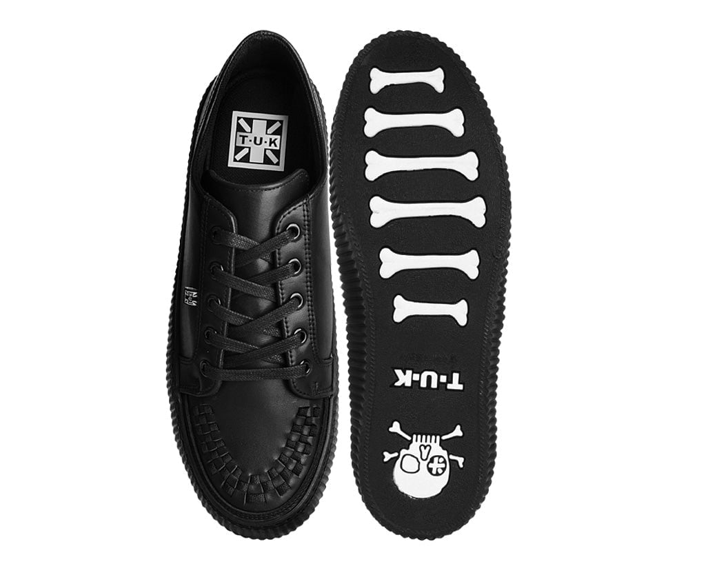 A3314 Black Leather Lace-Up Creeper Sneaker - T.U.K. Shoes