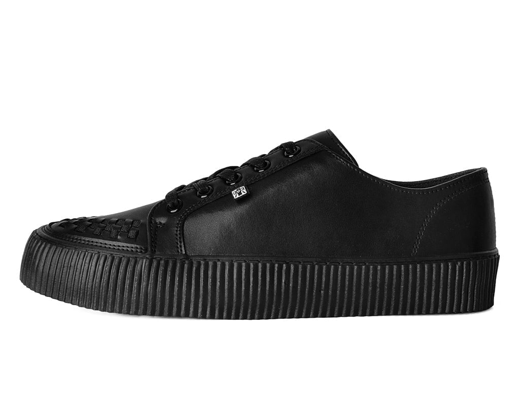 A3314 Black Leather Lace-Up Creeper Sneaker - T.U.K. Shoes