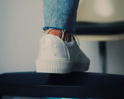 A3224 White Twill Slip-On Creeper Sneaker - T.U.K. Shoes