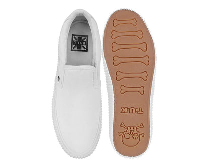 A3224 White Twill Slip-On Creeper Sneaker - T.U.K. Shoes