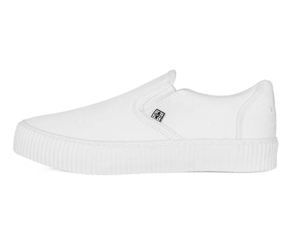 A3224 White Twill Slip-On Creeper Sneaker - T.U.K. Shoes
