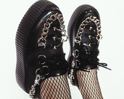 V3266 Black Haze Spike & Chain Viva Mondo Creeper - T.U.K. Shoes
