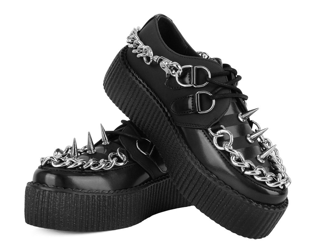 V3266 Black Haze Spike & Chain Viva Mondo Creeper - T.U.K. Shoes
