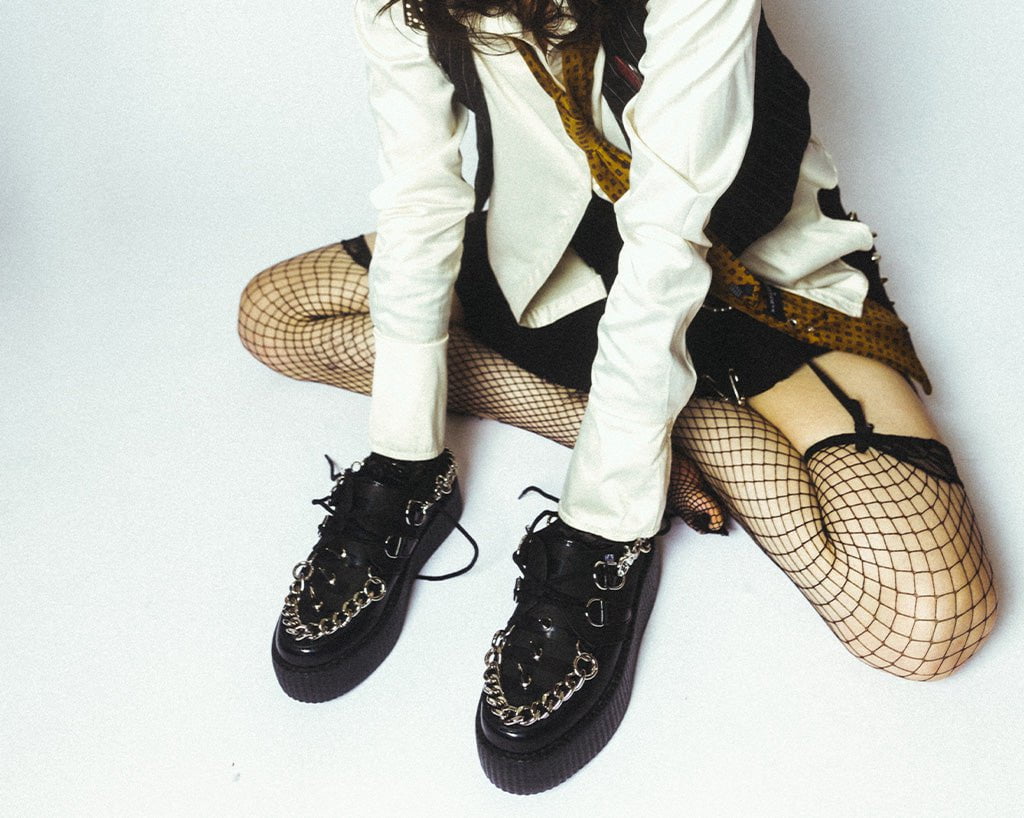 V3266 Black Haze Spike & Chain Viva Mondo Creeper - T.U.K. Shoes