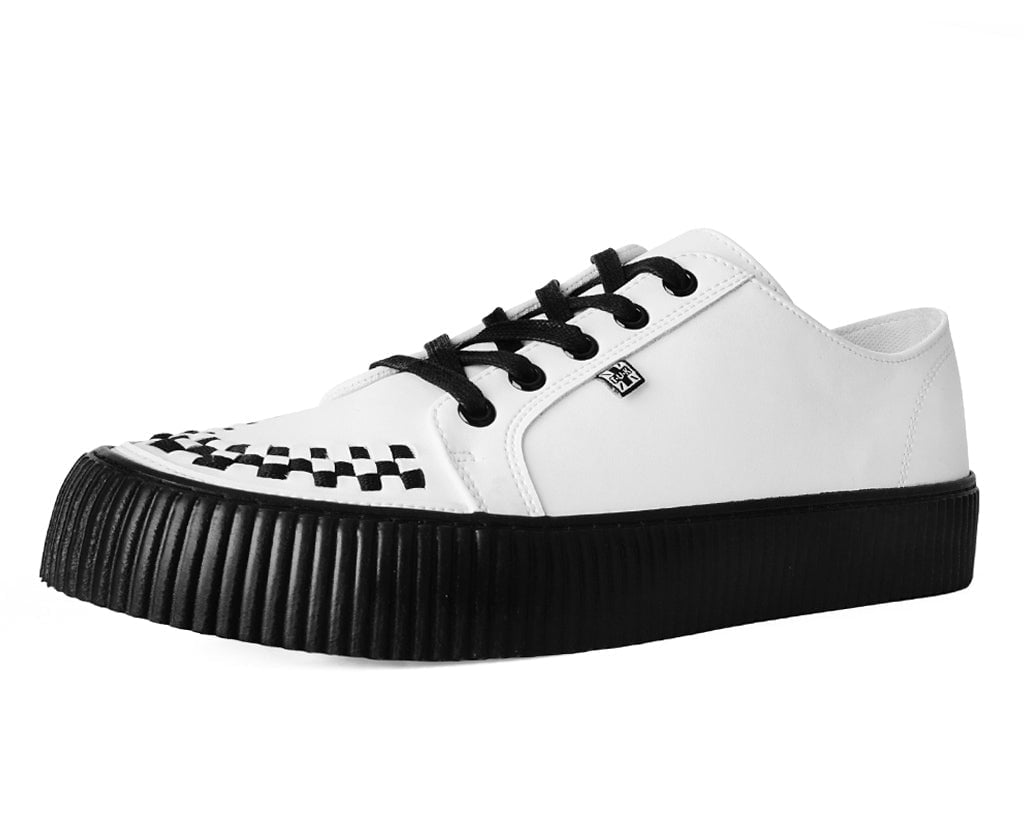 A3315 White Leather Lace-Up Creeper Sneaker - T.U.K. Shoes