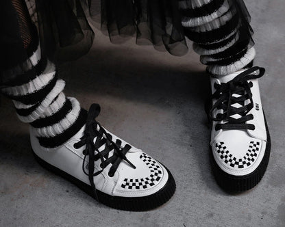 A3315 White Leather Lace-Up Creeper Sneaker - T.U.K. Shoes