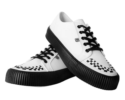 A3315 White Leather Lace-Up Creeper Sneaker - T.U.K. Shoes