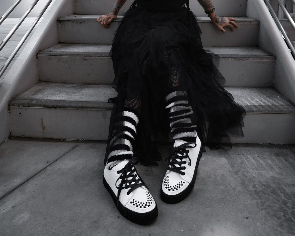 A3315 White Leather Lace-Up Creeper Sneaker - T.U.K. Shoes